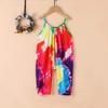 AnFeng Girls Ruffle Sleeve Jumpsuit Summer Outfits Clothes Sleeveless Stretchy Short Jumpsuit Casual Beach Short (B, 5-6 Years) view 4