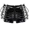 FEOYA Women Mid Rise Side Straps Lace Up Stretch Pu Leather Booty Zipper Crotch Hot Shorts Small view 4