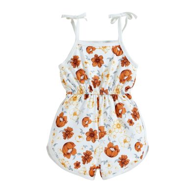 AnFeng Girls Ruffle Sleeve Jumpsuit Summer Outfits Clothes Trousers Clothes Outfits Casual Beach Short (Brown, 18-24 Months)