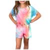 AnFeng Girls Ruffle Sleeve Jumpsuit Long Romper Jumpsuit Trousers Clothes Outfits Elastic Waisted Shorts (Pink, 12-13 Years) view 1