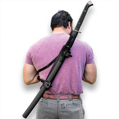 Honshu Over-The-Shoulder Scabbard Harness | Leather and Stainless Steel | for Honshu Broadsword | Comfortable Sword Carry Option | 15 3/4" Scabbard Overall