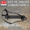 Honshu Over-The-Shoulder Scabbard Harness | Leather and Stainless Steel | for Honshu Broadsword | Comfortable Sword Carry Option | 15 3/4" Scabbard Overall view 2