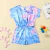 AnFeng Girls Ruffle Sleeve Jumpsuit Long Romper Jumpsuit Trousers Clothes Outfits Elastic Waisted Shorts (Blue, 4-5 Years) view 3