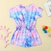 AnFeng Girls Ruffle Sleeve Jumpsuit Long Romper Jumpsuit Trousers Clothes Outfits Elastic Waisted Shorts (Blue, 4-5 Years) view 4