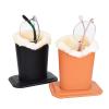 Baitaihem Pack of 2 Plush Lined Eyeglasses Holder Stand Protective Glasses Case For Desks Or NightstandsBlack&Brown view 2
