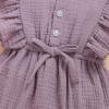 AnFeng Little Girls Ruffle Romper Floral Print Strap Romper Sleeveless Stretchy Short Jumpsuit Casual (Purple, 18-24 Months) view 3