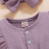 AnFeng Little Girls Ruffle Romper Floral Print Strap Romper Sleeveless Stretchy Short Jumpsuit Casual (Purple, 18-24 Months) view 4