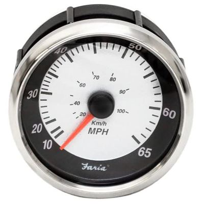 Faria Boat Speedometer SEK625A | 10-65 MPH Black Silver 3 1/4 Inch