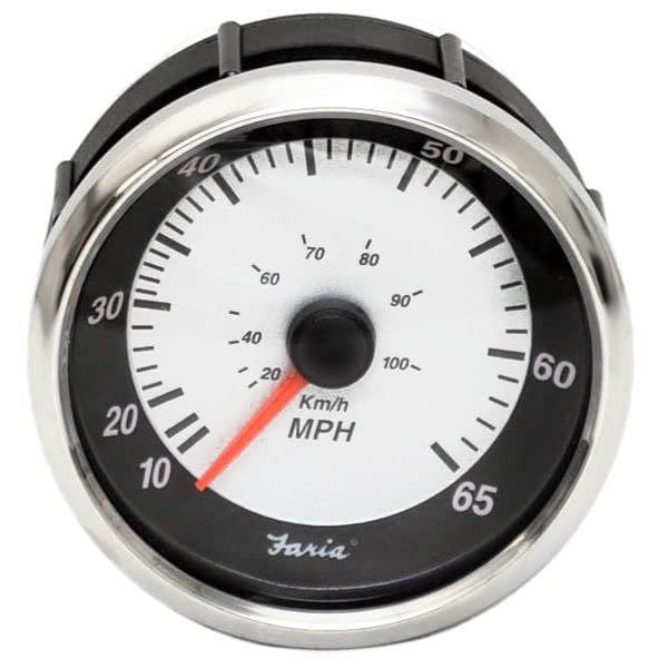 Faria Boat Speedometer SEK625A | 10-65 MPH Black Silver 3 1/4 Inch