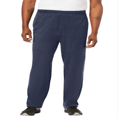KingSize Men's Big & Tall Lightweight Jersey Open-Bottom Sweatpants - 5XL, Heather Navy