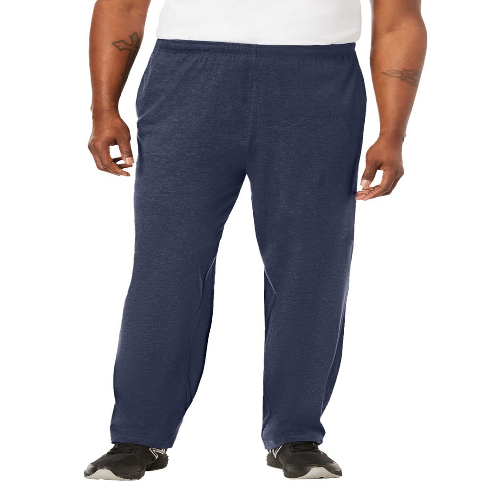 KingSize Men's Big & Tall Lightweight Jersey Open-Bottom Sweatpants - 5XL, Heather Navy
