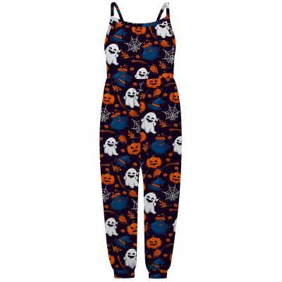 AnFeng Girls Summer Crew Neck Romper Long Romper Jumpsuit Off Shoulder Floral Print Jumpsuits Elastic (Multicolor, 4-5 Years)