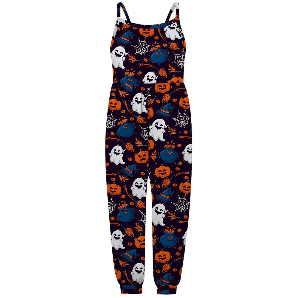 AnFeng Girls Summer Crew Neck Romper Long Romper Jumpsuit Off Shoulder Floral Print Jumpsuits Elastic (Multicolor, 4-5 Years)