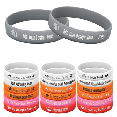 Harborway Custom Rubber Bracelets Personalized Silicone Wristbands with Your Own Text, 10 Pieces Customized Silicone Wirstbands for Party, Events, Gifts, Awareness, Activities