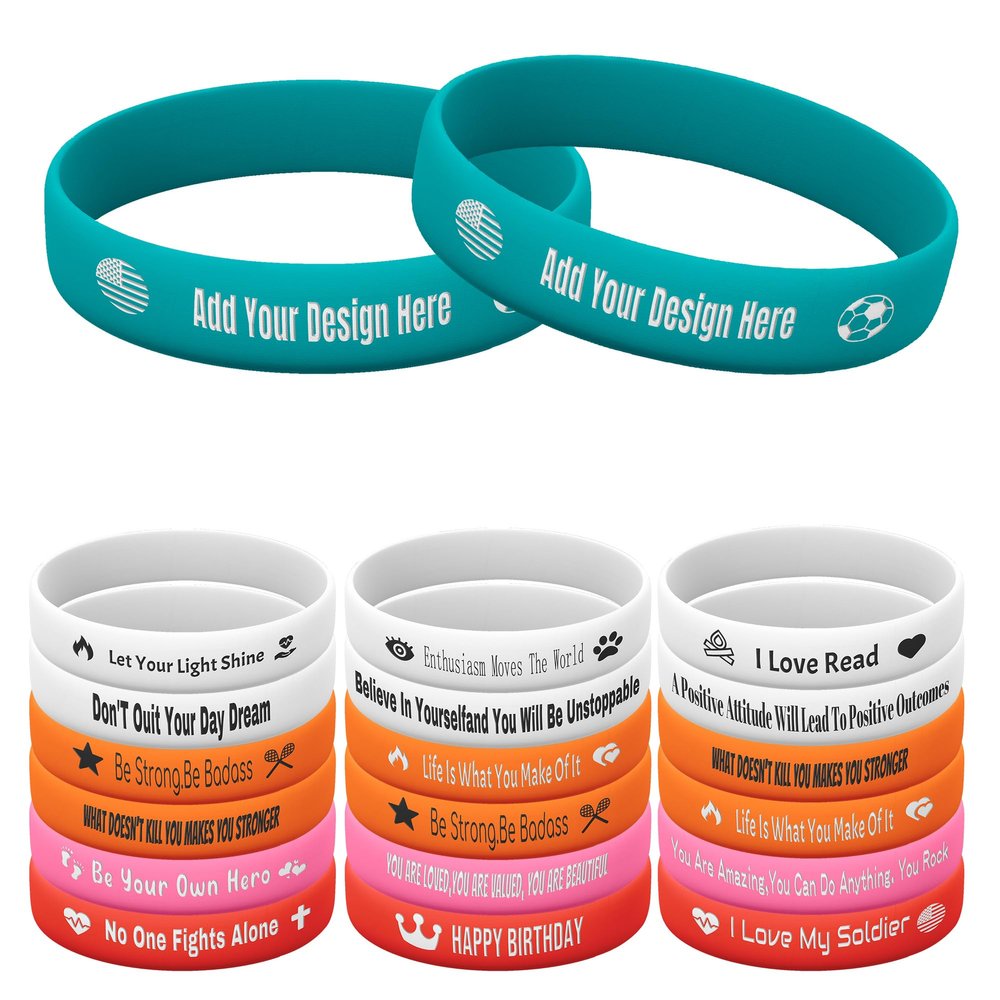 Harborway Custom Rubber Bracelets Personalized Silicone Wristbands with Your Own Text, 10 Pieces Customized Silicone Wirstbands for Party, Events, Gifts, Awareness, Activities