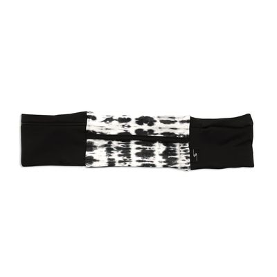 3 Pocket Adjustable Running Belt Waist Pack, Fanny Pack For Working Out With Sweat Resistant Backing, Holds All iPhone Models (Tie Dye/Black, Large/XL)