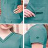Adar Pro Scrubs for Women - Elevated V-Neck Scrub Top - P4212 - Heather Hunter - XL view 4