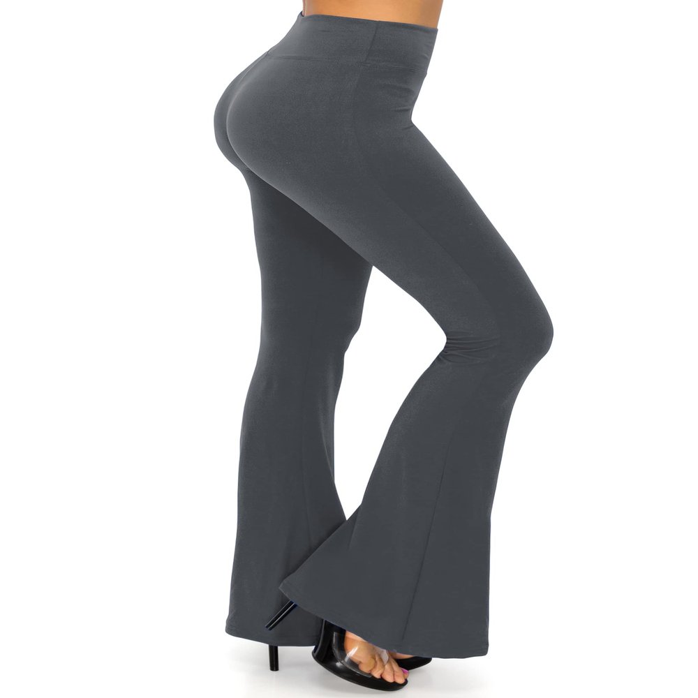 ALWAYS Women's Casual Flare Pants - Buttery Soft Bell Bottom Palazzo Charcoal XL