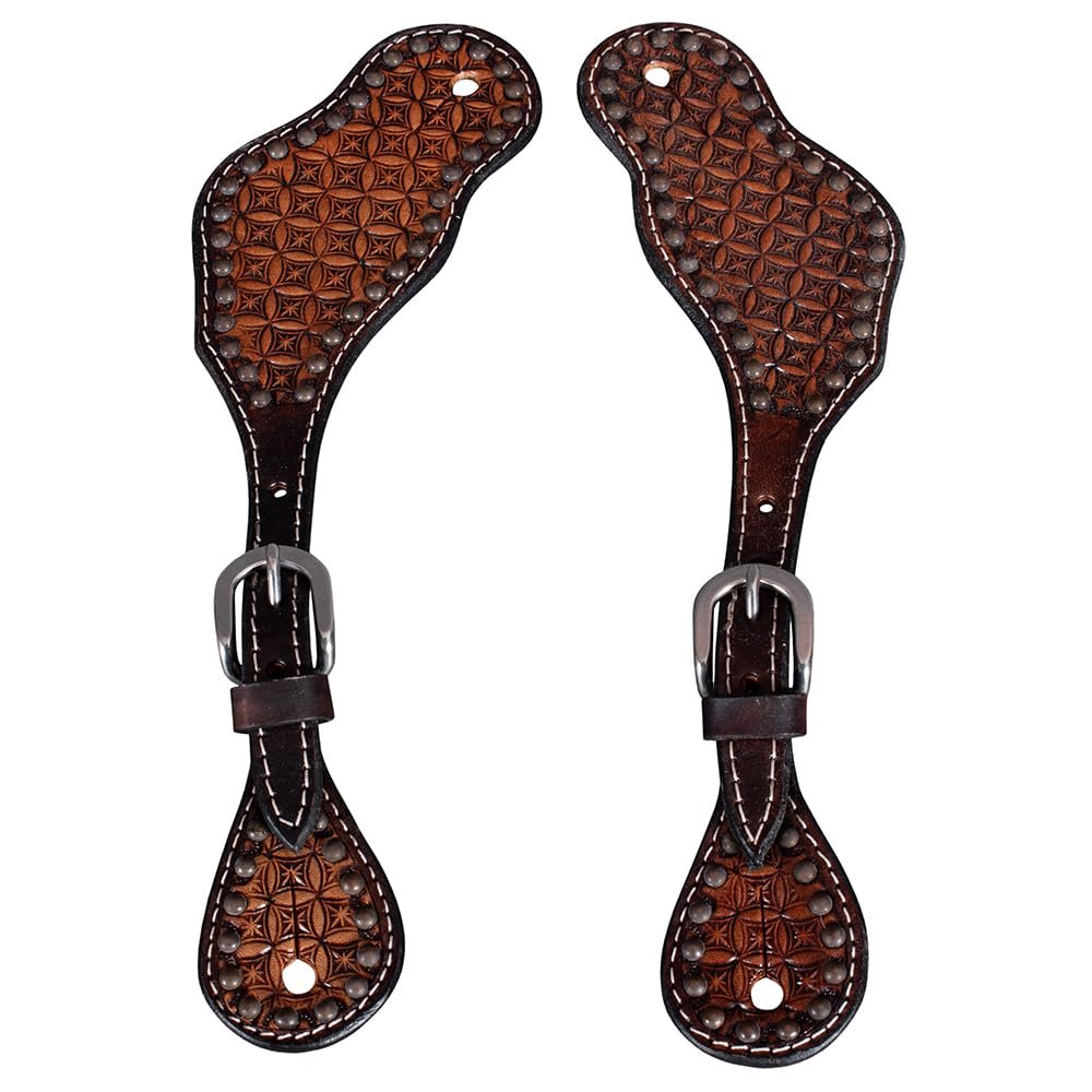 BAR H EQUINE Leather Spurs Straps for Adults Western Womens Spur Horse Riding Barrel Racing Show and Rodeo Strap Adult Women