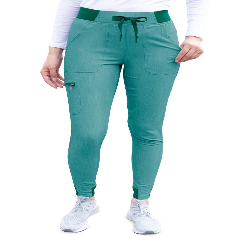 Adar Pro Scrubs for Women - Ultimate Yoga Jogger Scrub Pants- P7104 - Heather Hunter - S