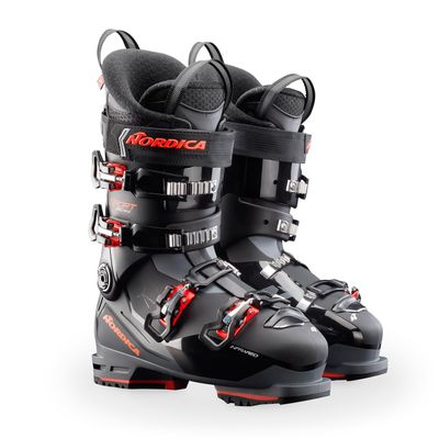 NORDICA Men's Sportmachine 3 100 Durable Warm Insulated Water-Resistant Easy-Entry Grip Walk All-Mountain Touring Ski Boots, Black/Gray/Red, 30.5