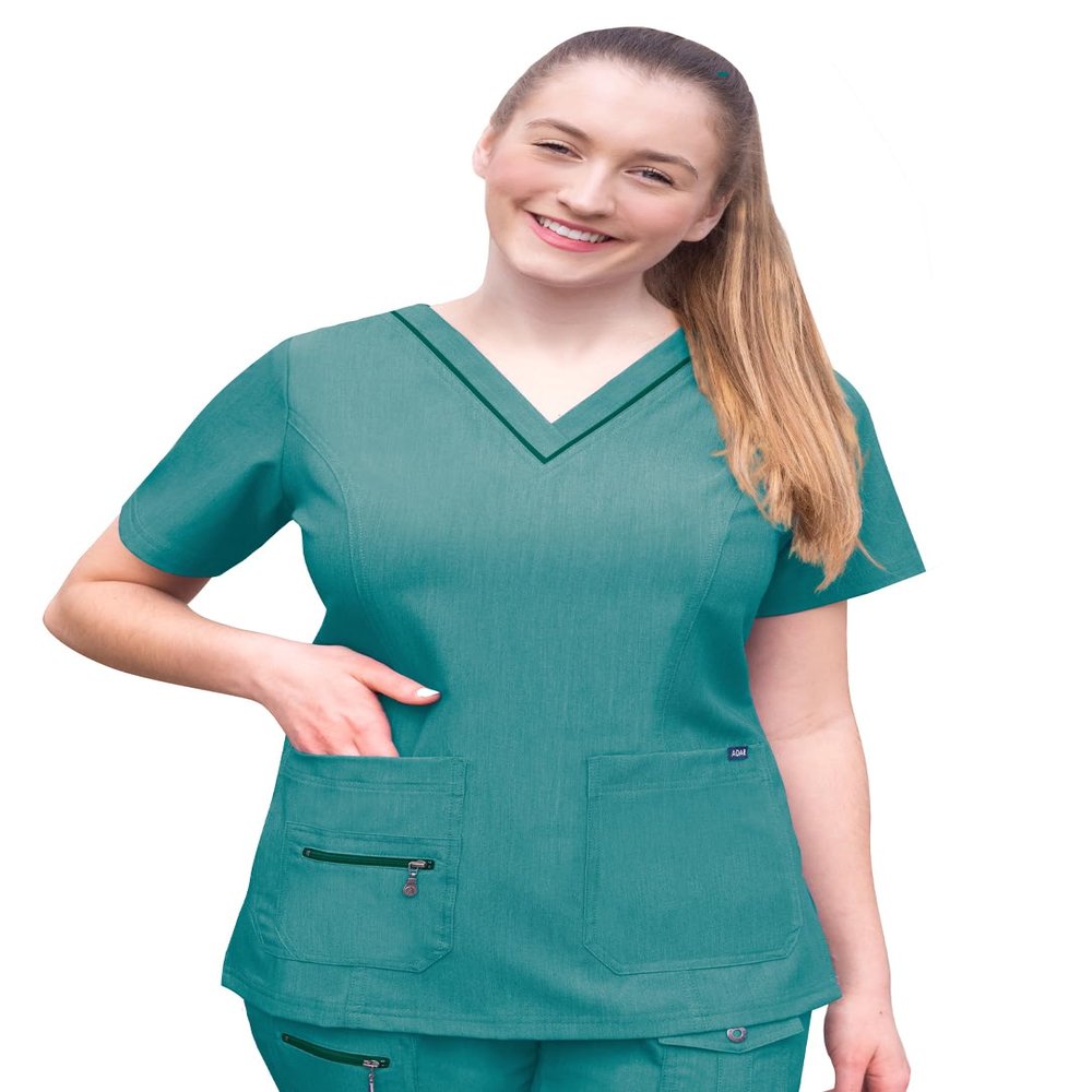 Adar Pro Scrubs for Women - Elevated V-Neck Scrub Top - P4212 - Heather Hunter - L