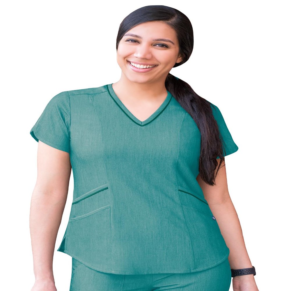 Adar Pro Scrubs for Women - Modern V-Neck Scrub Top - P7002 - Heather Hunter - 2X