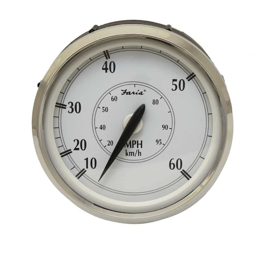 Faria Boat Speedometer Gauge SE9901A | Newport Silver 4 1/4 Inch