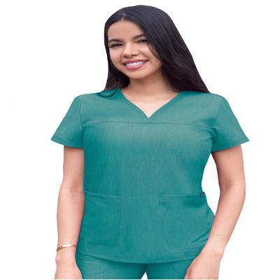 Adar Uniforms Pro Scrubs for Women - Sweetheart V-Neck Top - P4210 - Heather Hunter - 3X