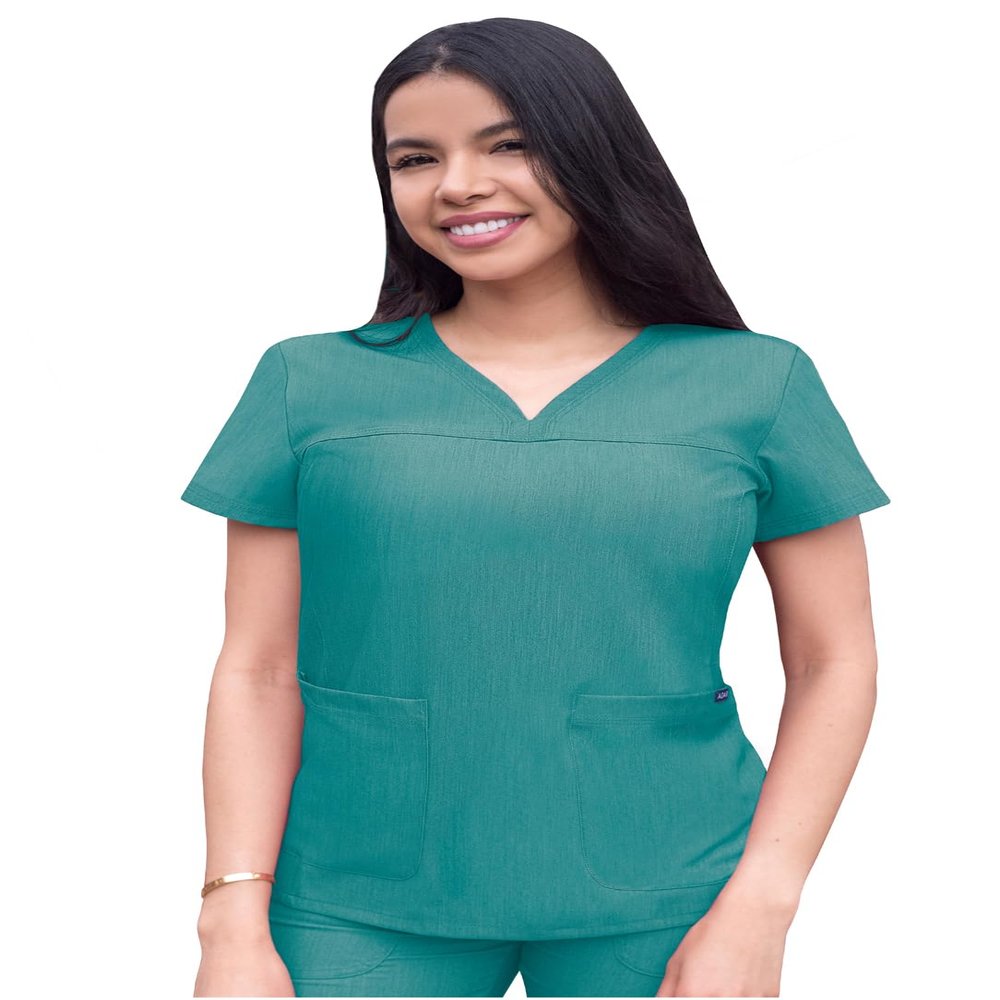 Adar Uniforms Pro Scrubs for Women - Sweetheart V-Neck Top - P4210 - Heather Hunter - 3X