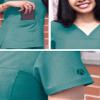 Adar Uniforms Pro Scrubs for Women - Sweetheart V-Neck Top - P4210 - Heather Hunter - 3X view 4