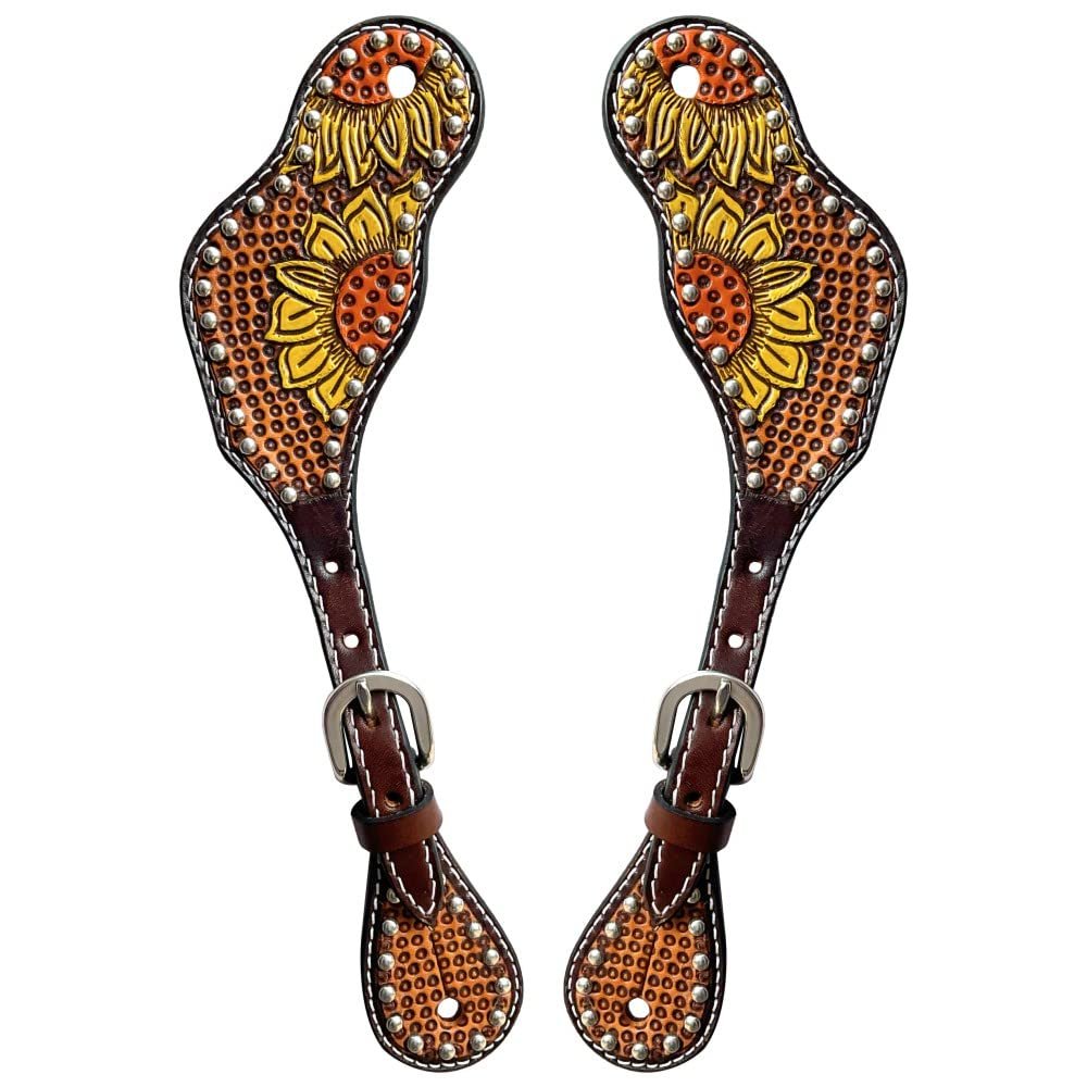 BAR H EQUINE Leather Spurs Straps for Adults Western Womens Spur Horse Riding Barrel Racing Show and Rodeo Strap Adult Women