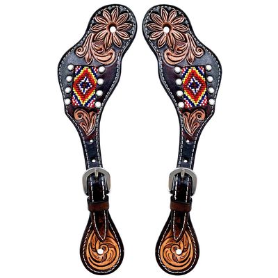 BAR H EQUINE Leather Spurs Straps for Adults Western Womens Spur Horse Riding Barrel Racing Show and Rodeo Strap Adult Women