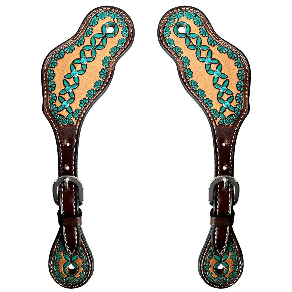 BAR H EQUINE Leather Spurs Straps for Adults Western Womens Spur Horse Riding Barrel Racing Show and Rodeo Strap Adult Women
