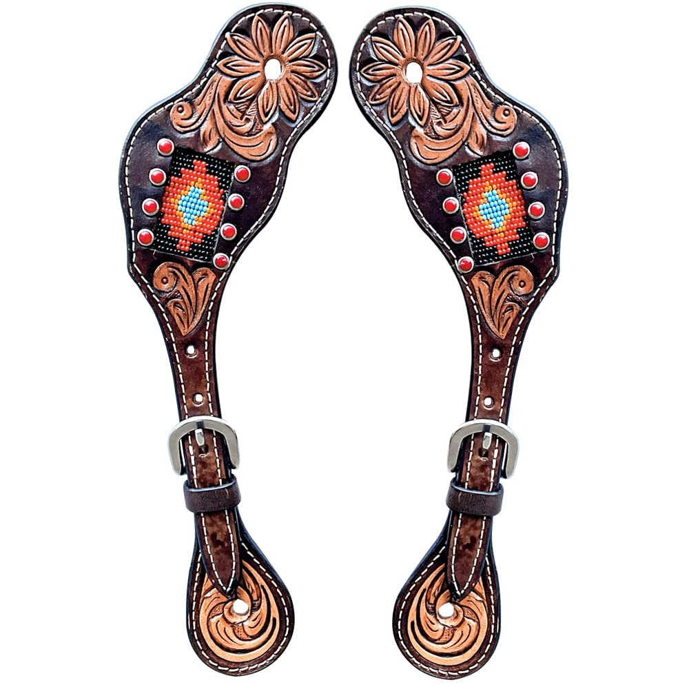 BAR H EQUINE Leather Spurs Straps for Adults Western Womens Spur Horse Riding Barrel Racing Show and Rodeo Strap Adult Women