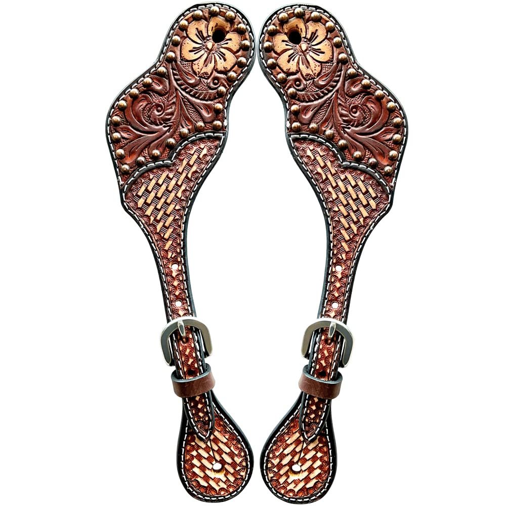 BAR H EQUINE Leather Spurs Straps for Adults Western Womens Spur Horse Riding Barrel Racing Show and Rodeo Strap Adult Women