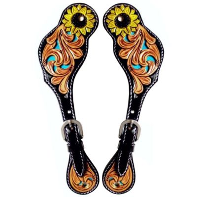 BAR H EQUINE Leather Spurs Straps for Adults Western Womens Spur Horse Riding Barrel Racing Show and Rodeo Strap Adult Women