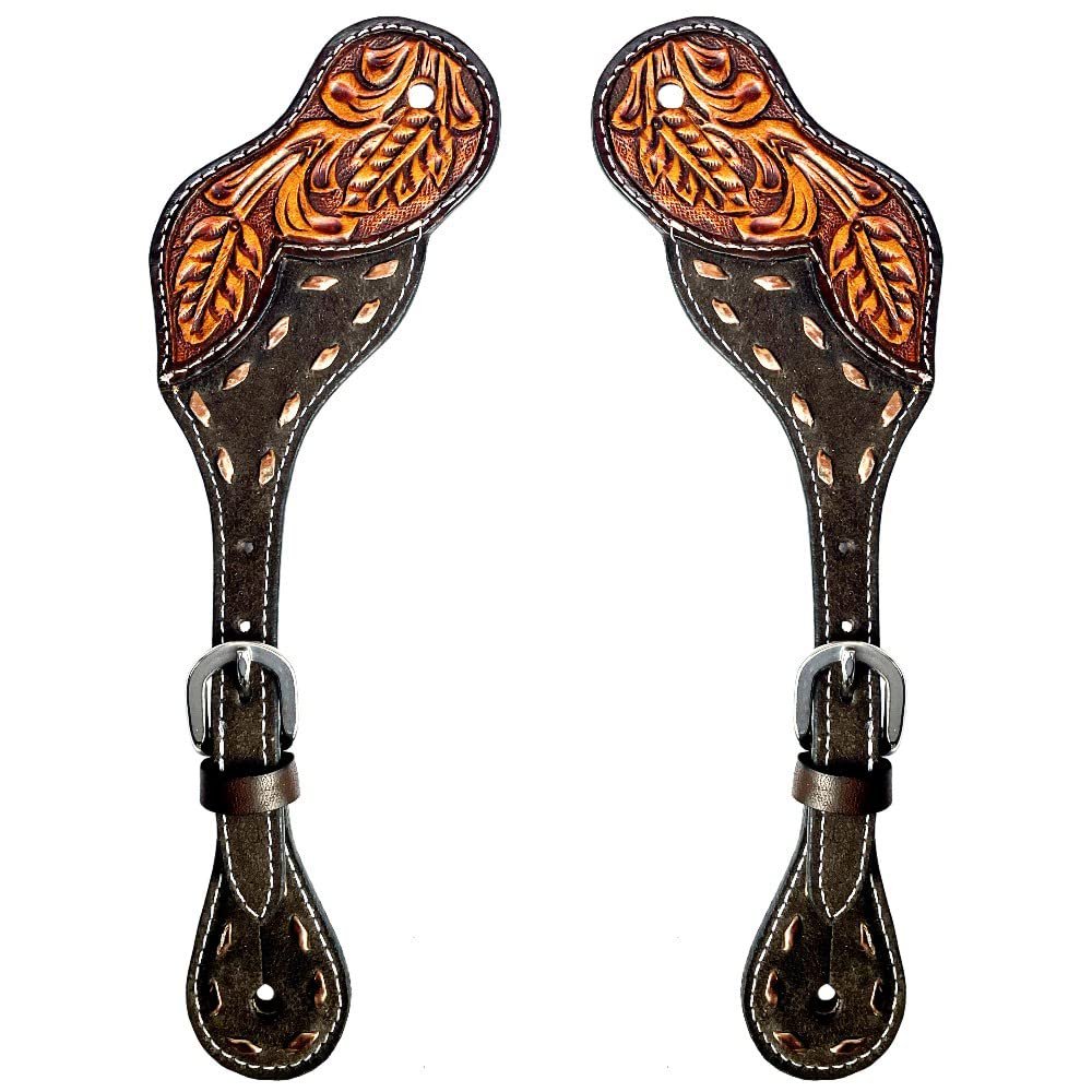 BAR H EQUINE Leather Spurs Straps for Adults Western Womens Spur Horse Riding Barrel Racing Show and Rodeo Strap Adult Women