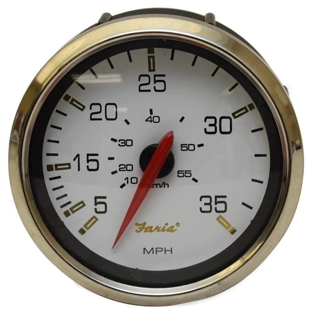 Faria Boat Speedometer Gauge SE4017A | Signature Pontoon White 3 1/4 Inch