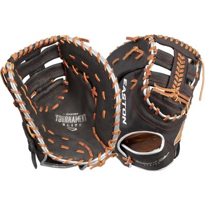 Easton | TOURNAMENT ELITE Baseball First Base Mitt | 12.5" | Single Post Double Bar Web | Right Hand Throw | Black/Tan