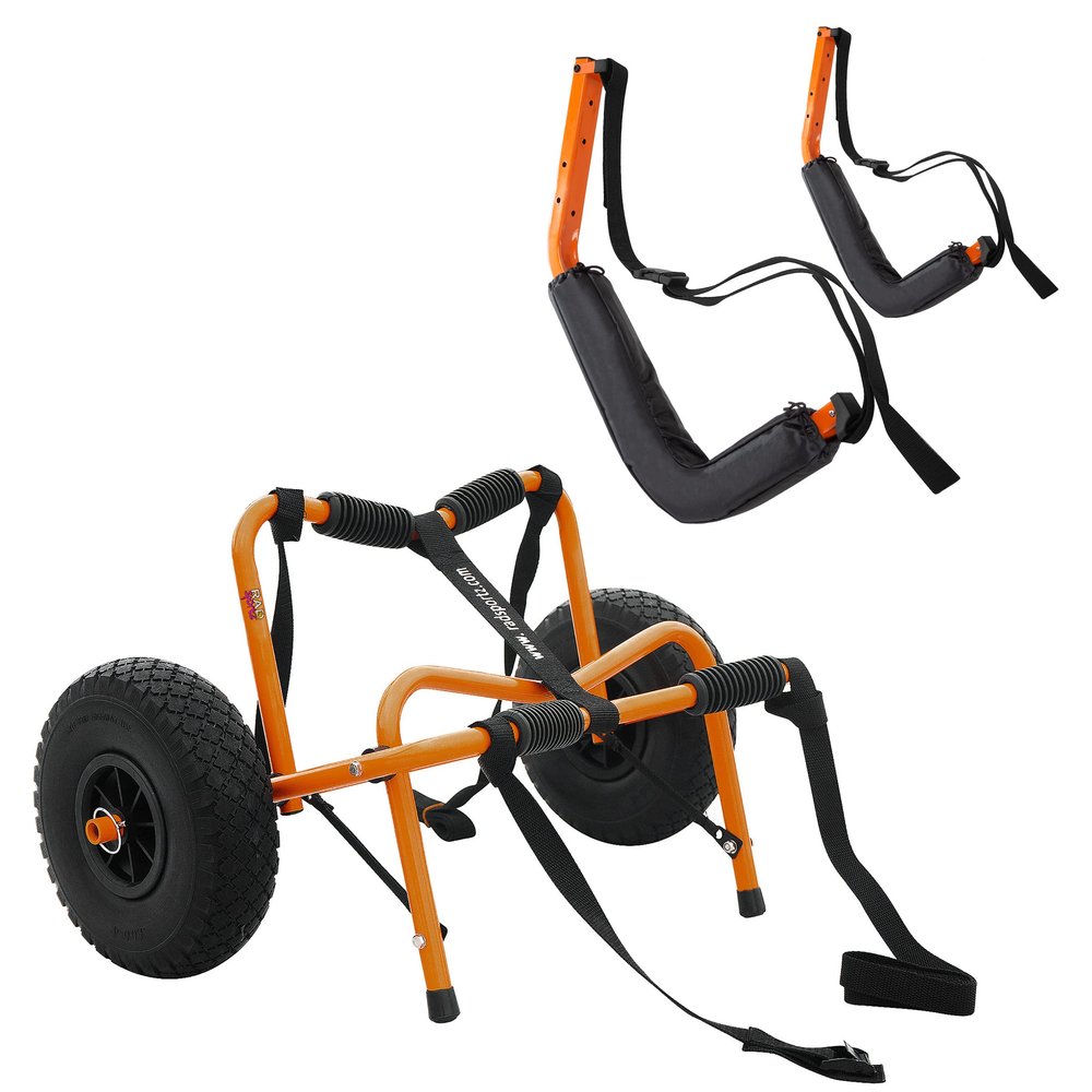 RAD Sportz Kayak Accessories Set Wall Mounted Storage Hooks and Foldable Canoe Dolly with Airless Tires