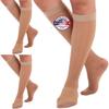 (3 Pairs - Closed Toe) Made in USA - Compression Socks for Women 15-20mmHg - Sheer Compression Knee High Stockings for Post Surgery, Pregnancy, Arthritis, Edema - Natural, Large - A101NA3-3 view 1