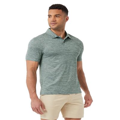 32 Degrees Mens Ultra-Sonic Polo | Slim Fit | Breathable | Moisture Wicking | Anti-Odor | Golf, Sea Pine Space Dye, Large