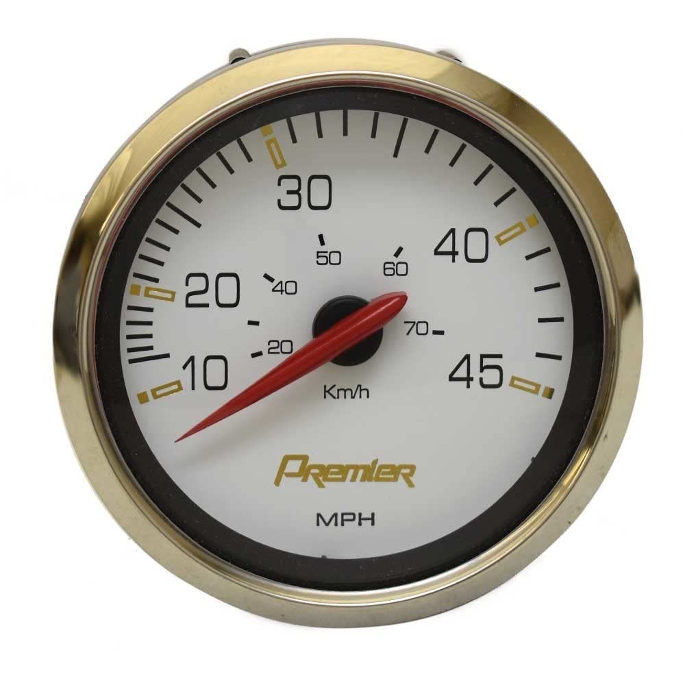 Faria Boat Speedometer Gauge SE4012A | Premier 3 1/4 Inch Kronos Silver
