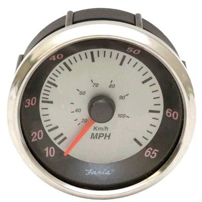 Faria Boat Speedometer Gauge SEK614A | 10-65 MPH Silver Black