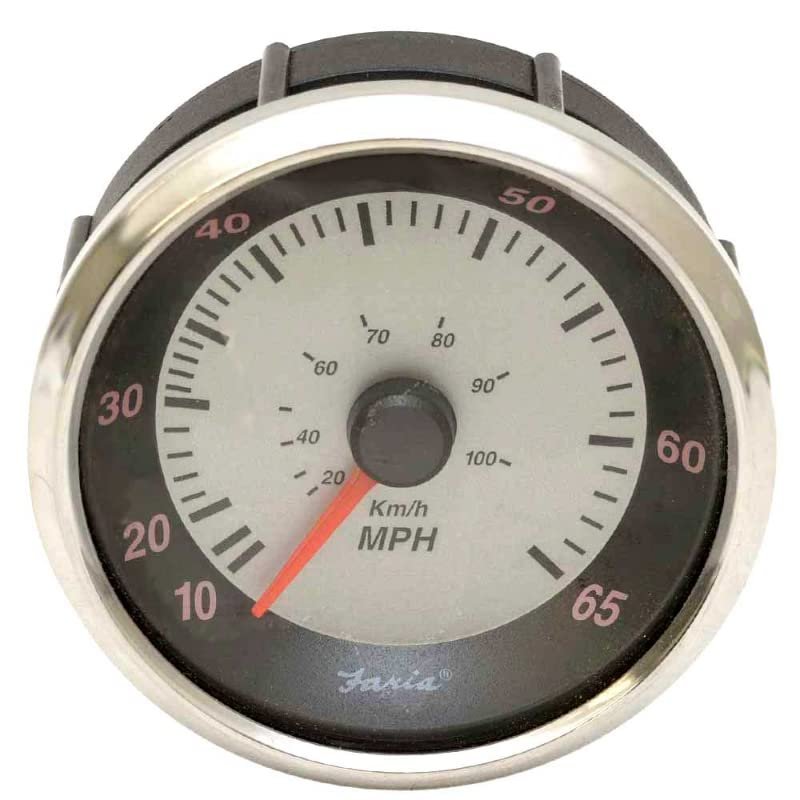 Faria Boat Speedometer Gauge SEK614A | 10-65 MPH Silver Black