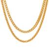 Steeltime Stainless Steel Franco Chain Link + Singapore and Cuban + Rope Double Chain Layered Necklace Stack (Singapore + Franco Chain, 18K Gold Plated) view 1