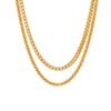Steeltime Stainless Steel Franco Chain Link + Singapore and Cuban + Rope Double Chain Layered Necklace Stack (Singapore + Franco Chain, 18K Gold Plated) view 2