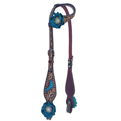 BAR H EQUINE American Leather Horse Saddle Tack One Ear Headstall | Browband