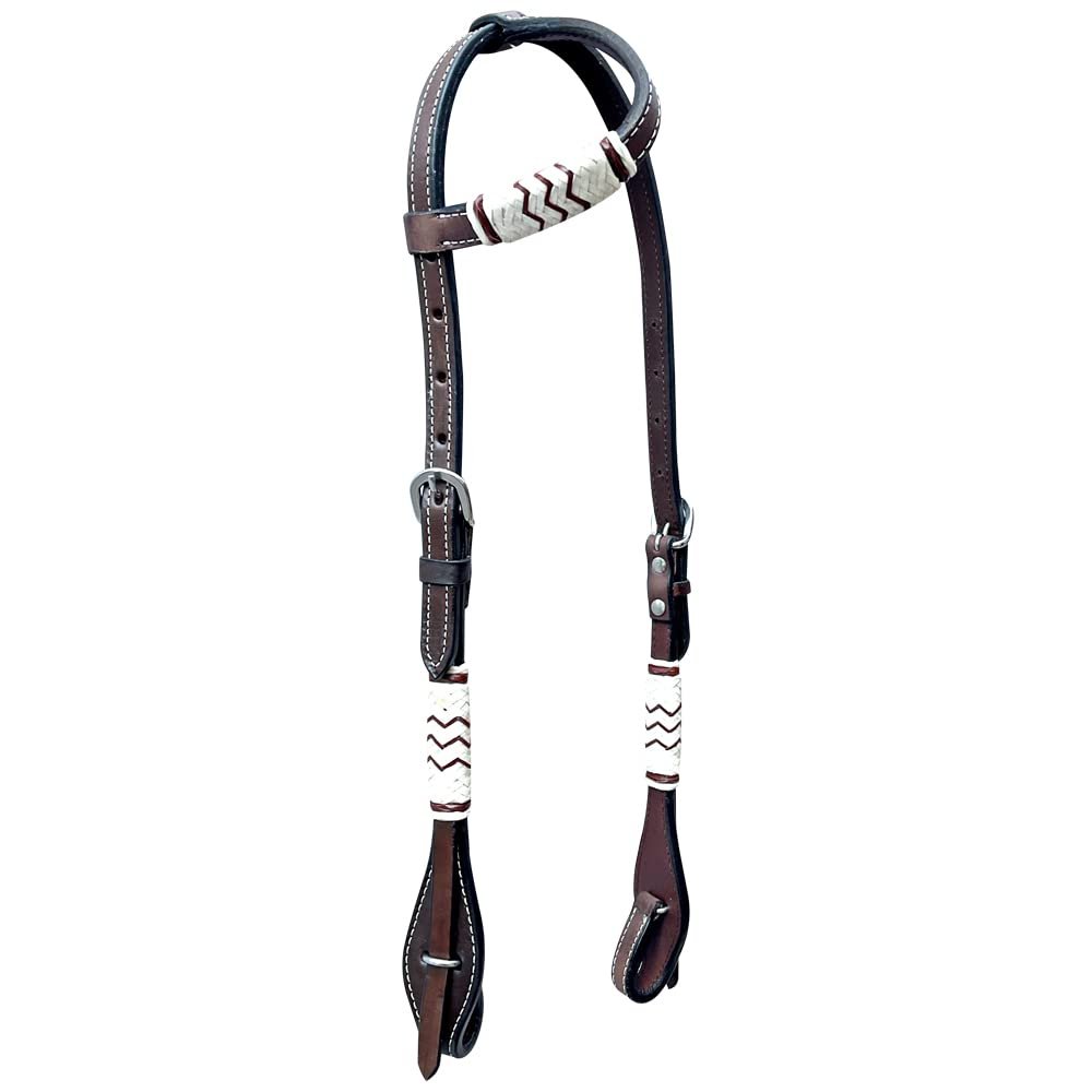 BAR H EQUINE American Leather Horse Saddle Tack One Ear Headstall | Browband